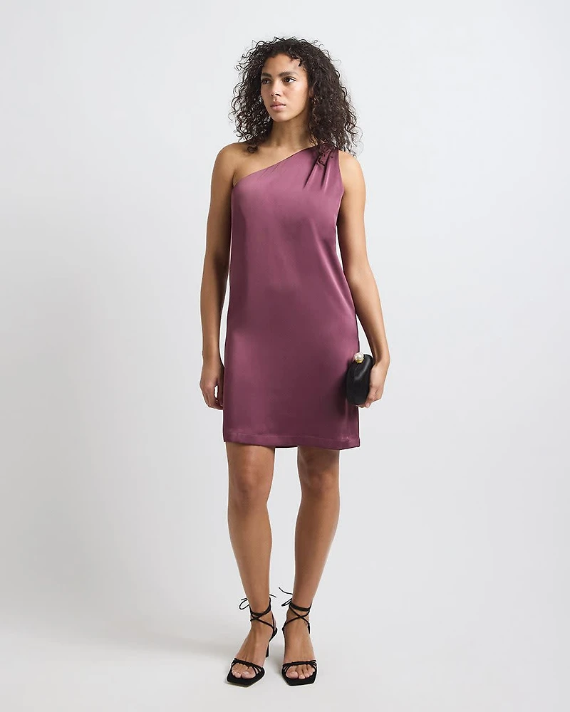 One-Shoulder Satin Mini Cocktail Dress