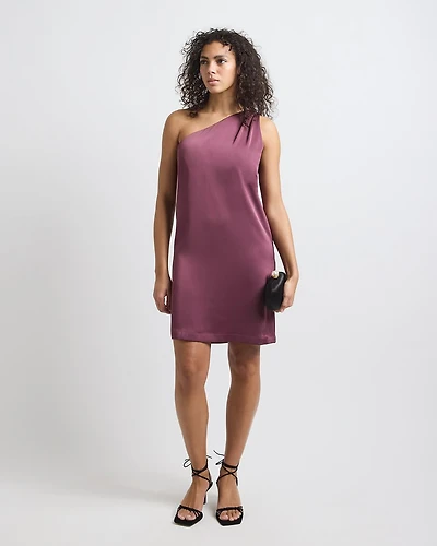 One-Shoulder Satin Mini Cocktail Dress