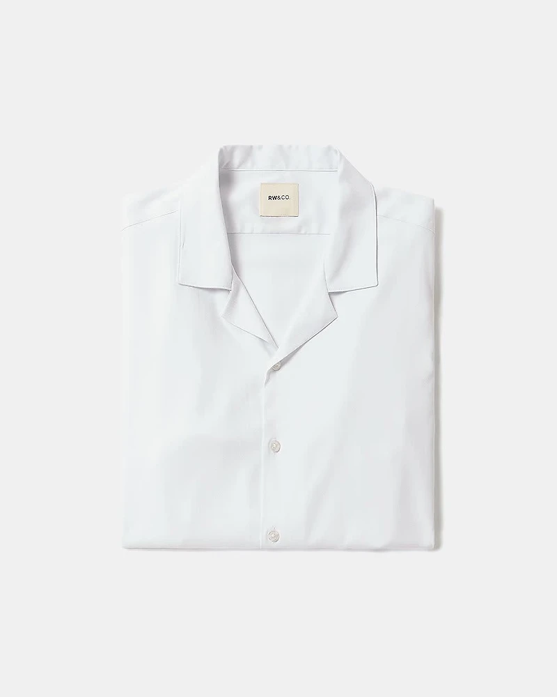 Short-Sleeve Slim-Fit Knit-Like Dress Shirt
