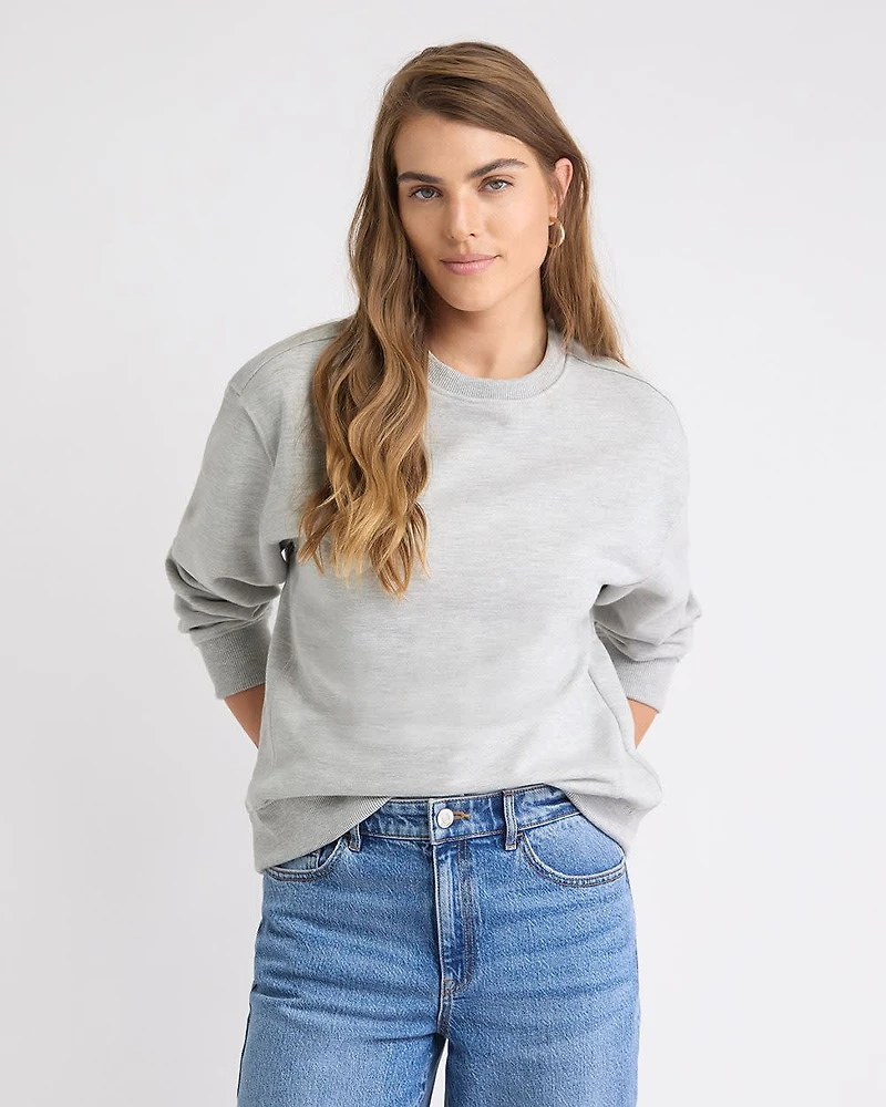Pull en French Terry à Col Rond et Manches Longues