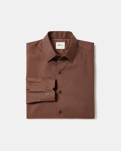 Slim-Fit Solid Cotton Modal Dress Shirt