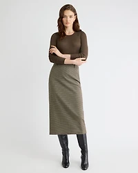 Houndstooth High-Rise Pencil Midi Skirt