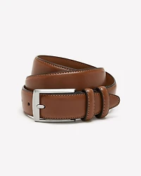 Double Loop Leather Belt with Square Buckle