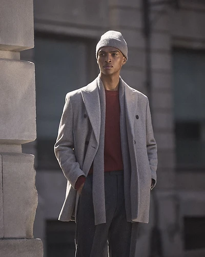 Short Double-Breasted Wool Coat