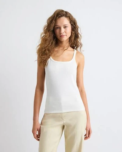 Camisole Côtelée à Col Dégagé et Bretelles Spaghetti