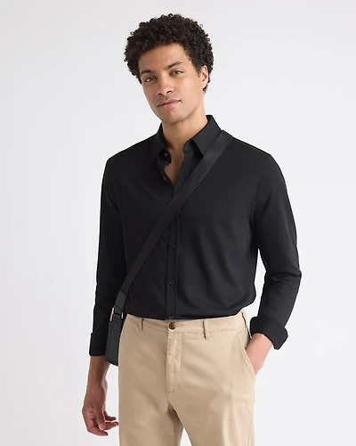 Long-Sleeve Piqué-Knit Shirt