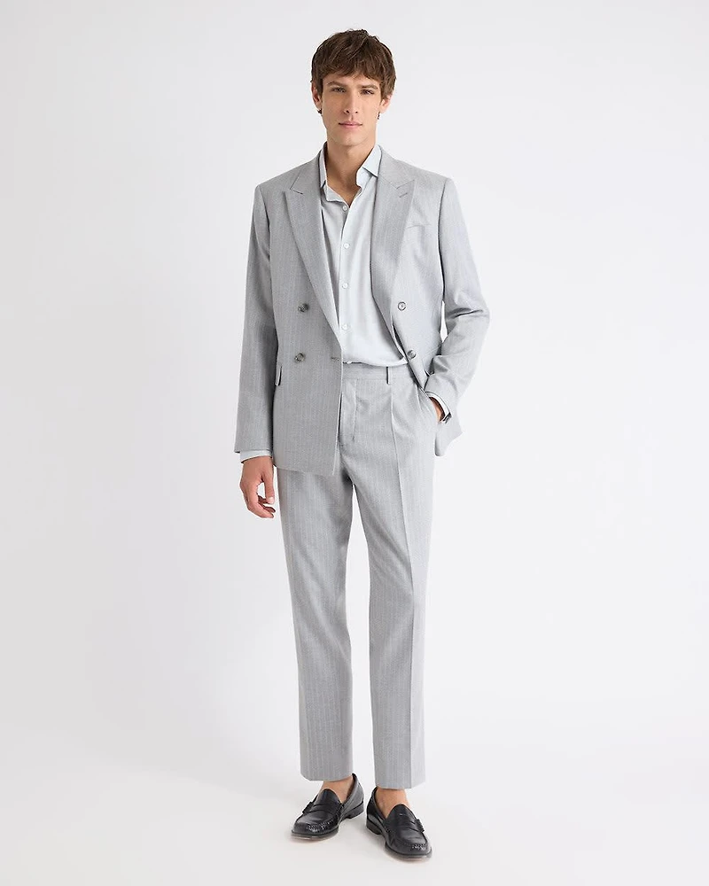 Pleated Tapered-Leg Striped Suit Pant