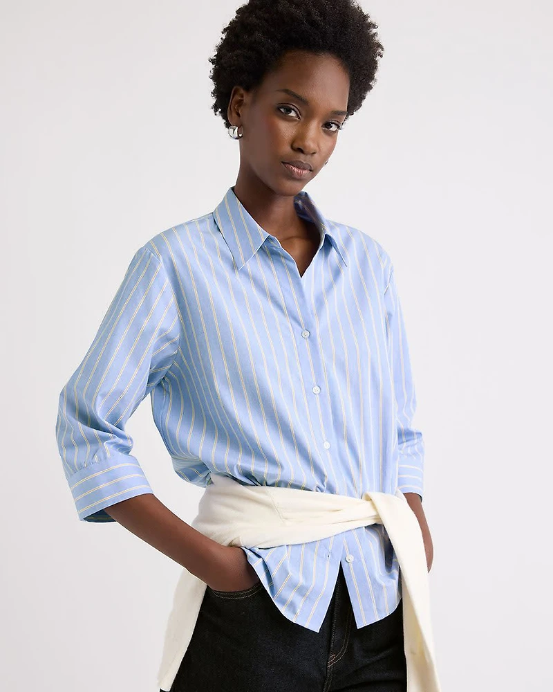 Striped Buttoned-Down Cotton Blouse