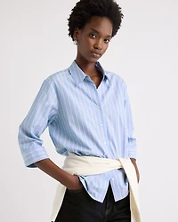 Striped Buttoned-Down Cotton Blouse