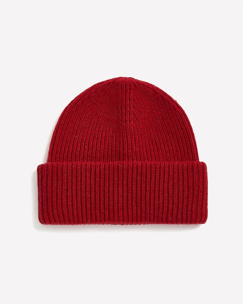 Wool-Blend Ribbed Beanie