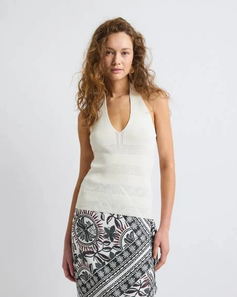 Halter-Neck Fancy-Stitch Tank