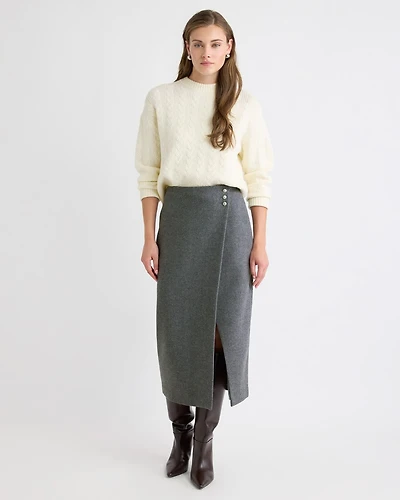 Melton Pencil Midi Skirt