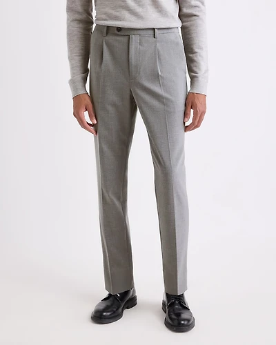 Pantalon Habillé à Jambe Fuselée Plissée en Mélange de Laine