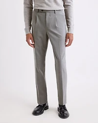 Pantalon Habillé à Jambe Fuselée Plissée en Mélange de Laine
