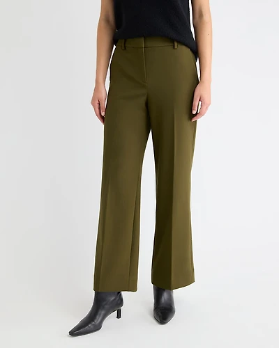 Pantalon en Sergé Épais à Taille Mi-Haute et Jambe Large
