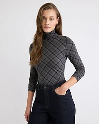 T-Shirt Ajusté à Manches Longues et Col Montant