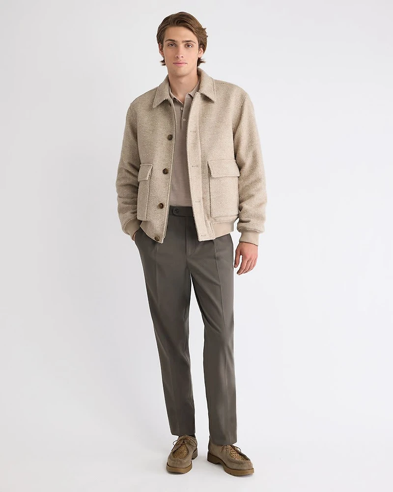 Wool-Blend Tapered-Leg Pleated Dress Pant