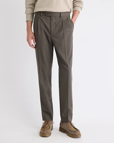 Wool-Blend Tapered-Leg Pleated Dress Pant
