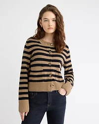 Cropped Boxy Merino-Blend Cardigan with Pockets