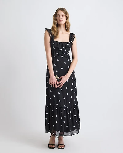 Sleeveless Maxi Cocktail Dress with Ruffles