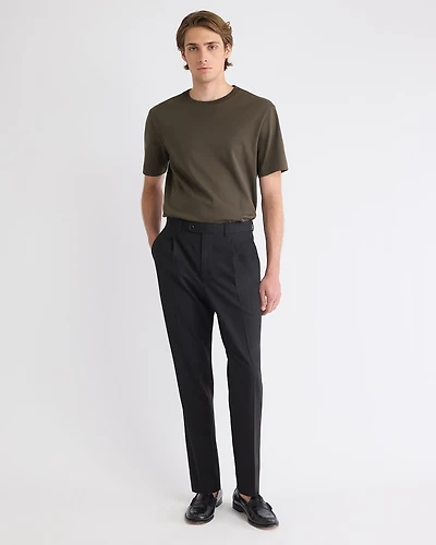 Wool-Blend Tapered-Leg Pleated Dress Pant