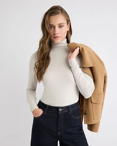 Fitted Long-Sleeve Mock-Neck Tee