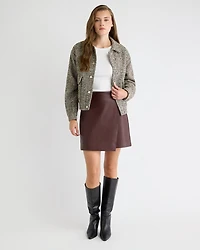 Jupe Mini Croisée en Faux Cuir