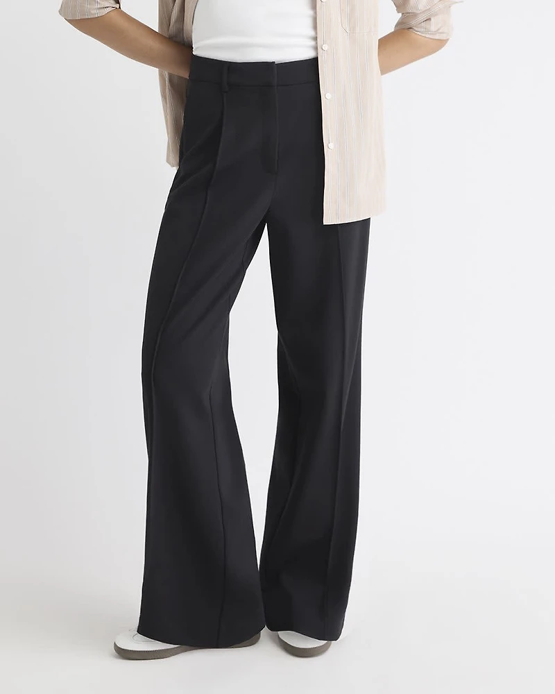 Black High-Rise Wide-Leg Knit Pant