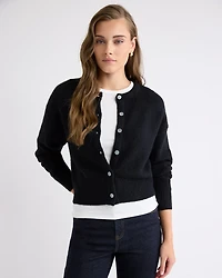 Wool-Blend Long-Sleeve Crew-Neck Cardigan