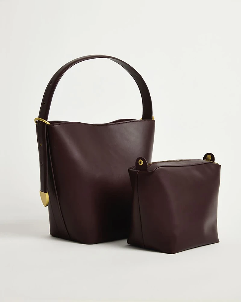 Faux Leather Bucket Bag