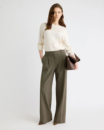 Mid-Rise Wide-Leg Houndstooth Pant
