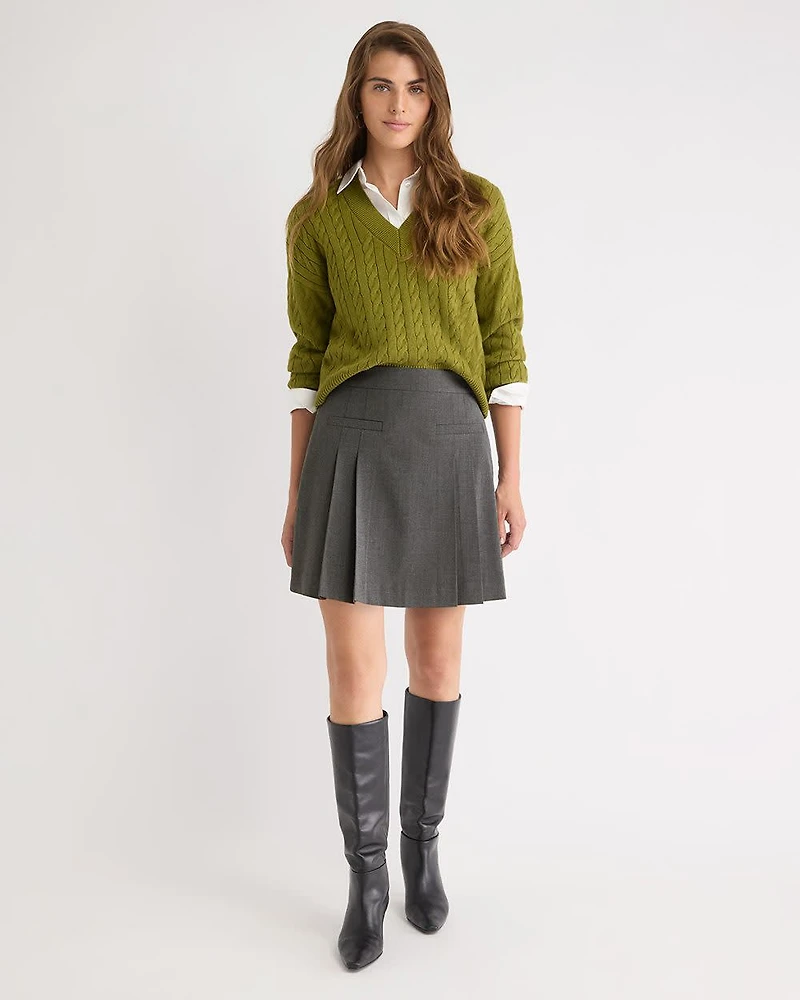 Ultra High-Rise Pleated Twill Skirt
