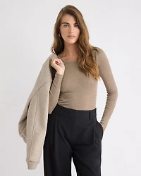 Wool-Blend Scoop-Neck Long-Sleeve Top