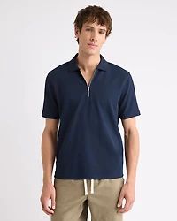 Polo à Demi-Zip Côtelé Manches Courtes