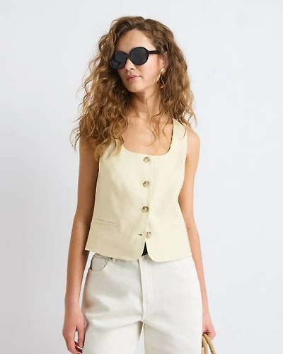 Short Linen-Blend Vest