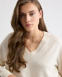 Short Necklace with Zirconia and Pearl Pendant