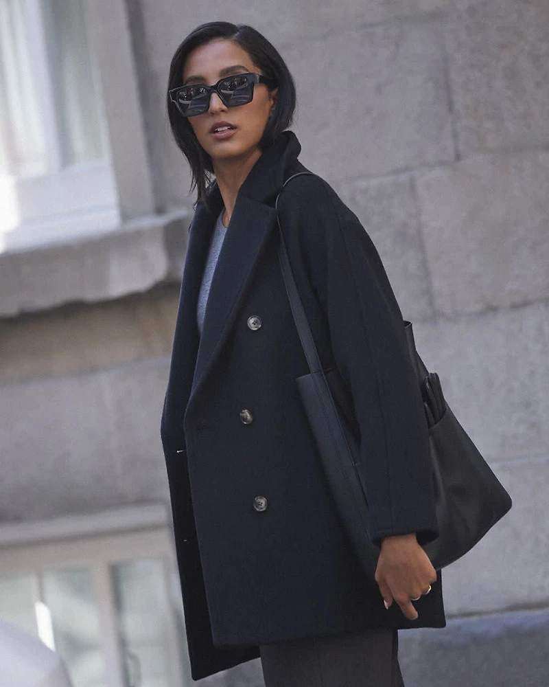 Melton Wool-Blend Double-Breasted Coat