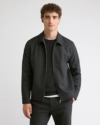 Brushed Twill Bomber Jacket with Shirt Collar