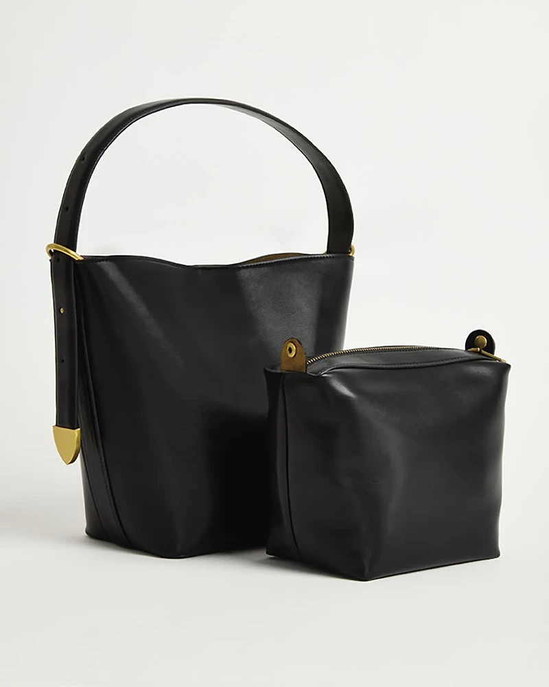 Faux Leather Bucket Bag