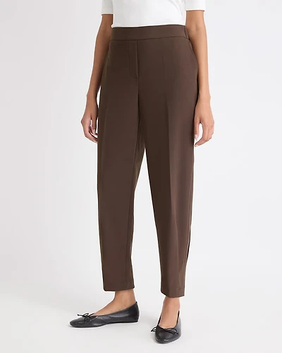 Brown Mid-Rise Tapered-Leg Flowy Jogger Pant