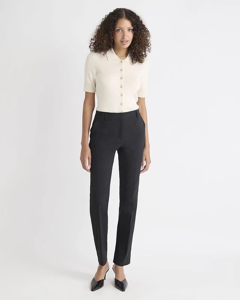 Limitless Black Mid-Rise Long Slim-Leg Signature Pant