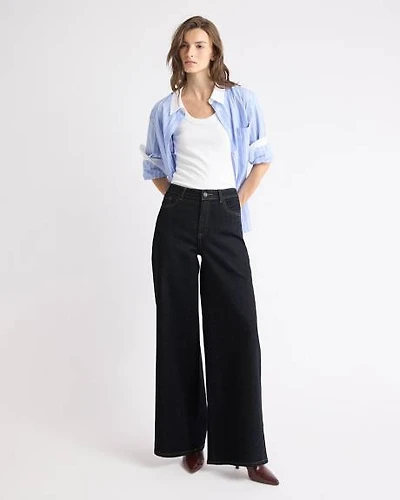 Dark-Wash High-Rise Ultra-Wide-Leg Jeans