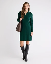 Mini-Robe à Manches Longues et Col Johnny