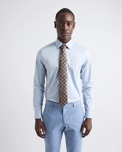 Linen-Blend Tie with Geometric Pattern