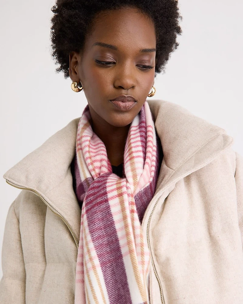 Plaid Scarf with Fringes