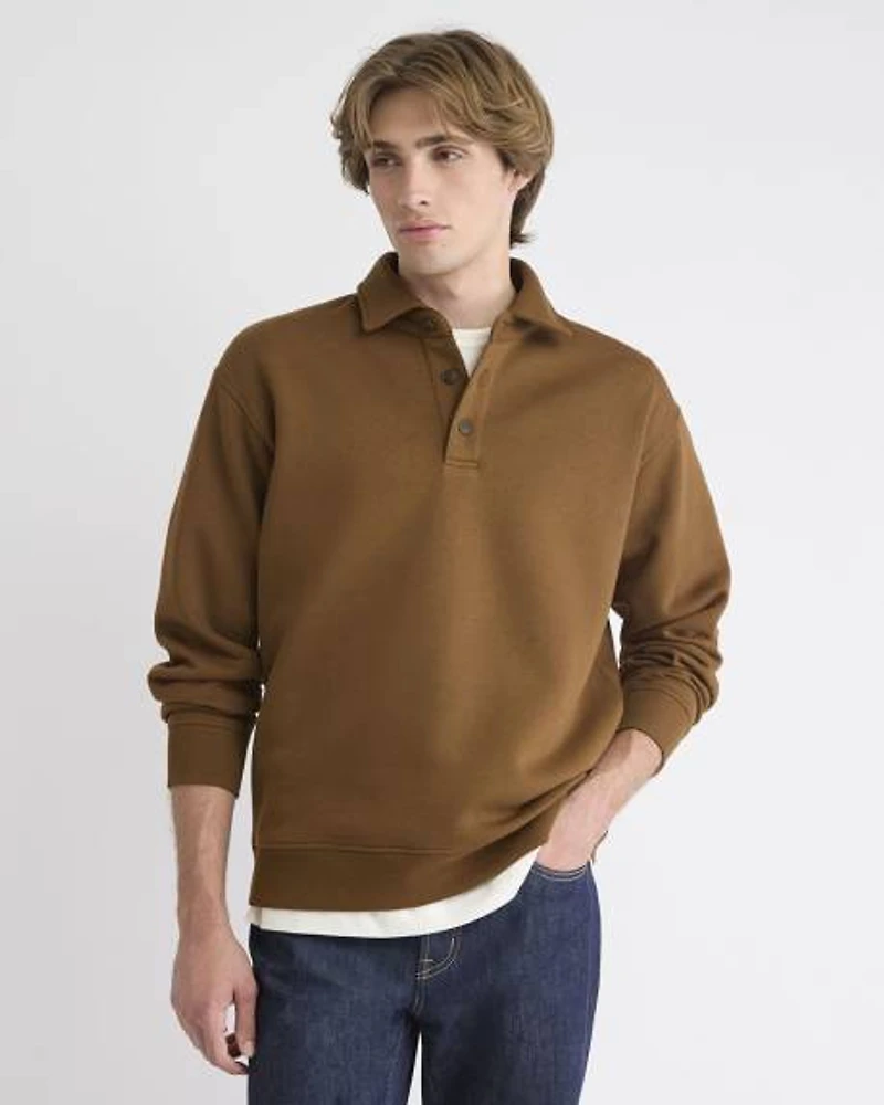 Fleece Long-Sleeve Polo Sweater