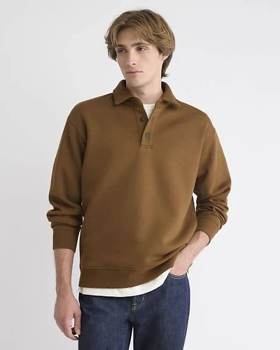 Fleece Long-Sleeve Polo Sweater