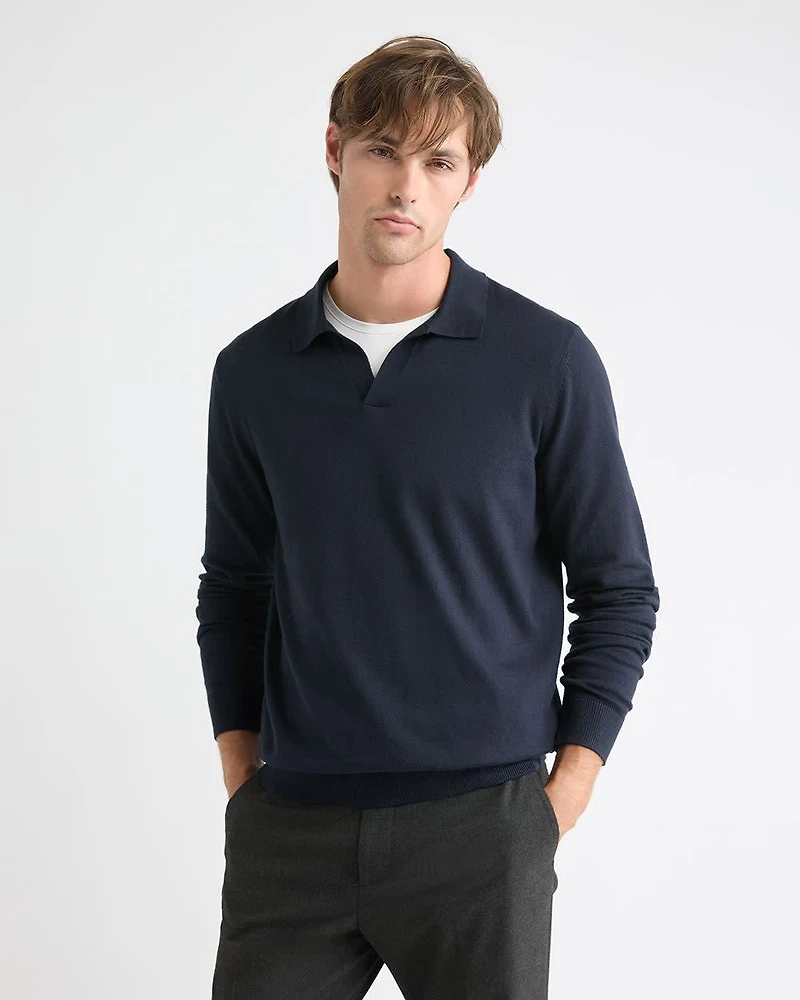 Long-Sleeve Sweater with Johnny Collar