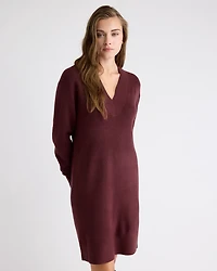 Long-Sleeve V-Neck Mini Sweater Dress