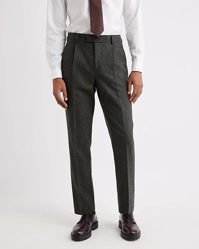 Pleated Tapered-Leg Tweed Suit Pant